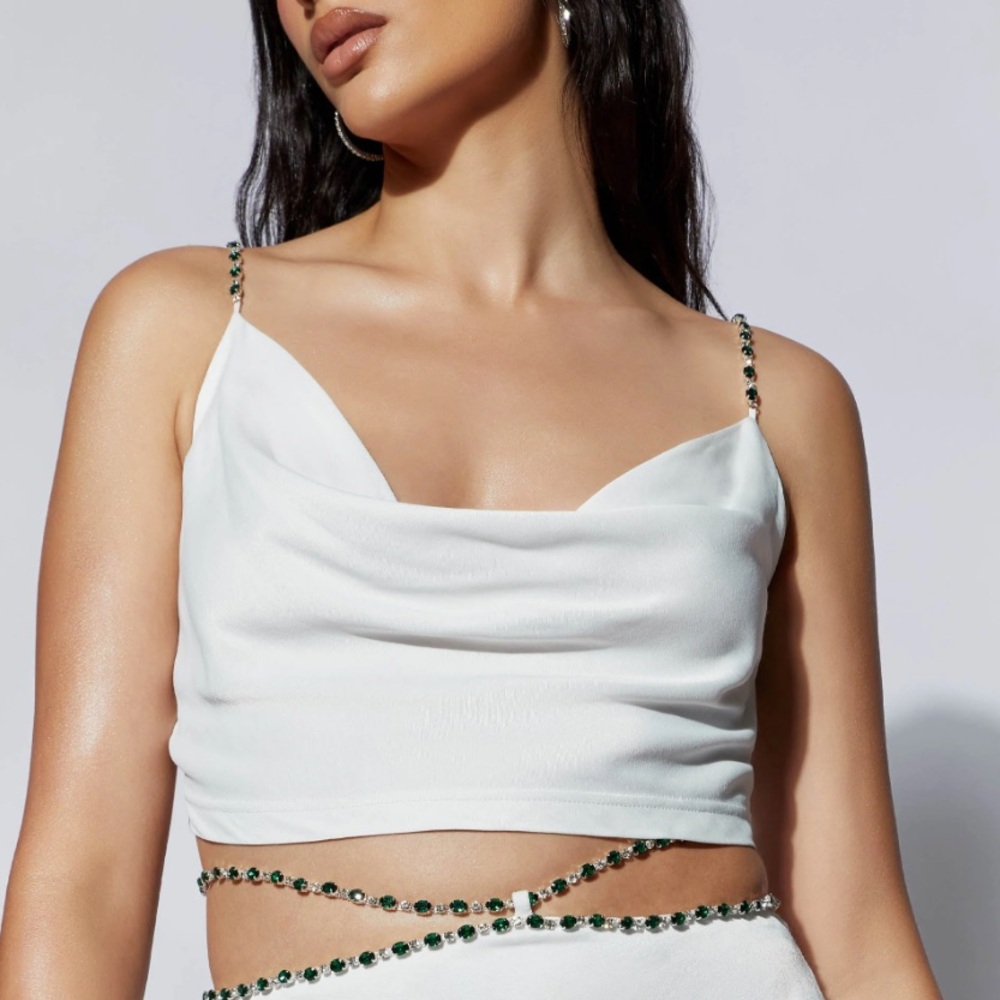 MESHKI - Havva Diamante Top White